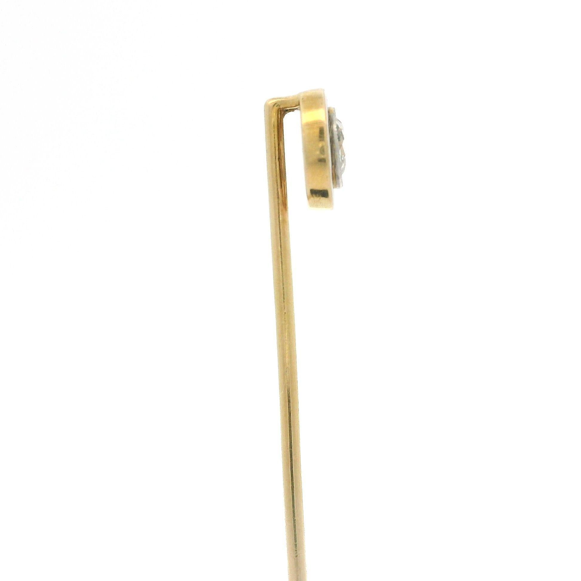 Ancienne épingle à cible en or et platine de l'époque édouardienne, ornée d'un diamant vieilli et émaillée en vente 4