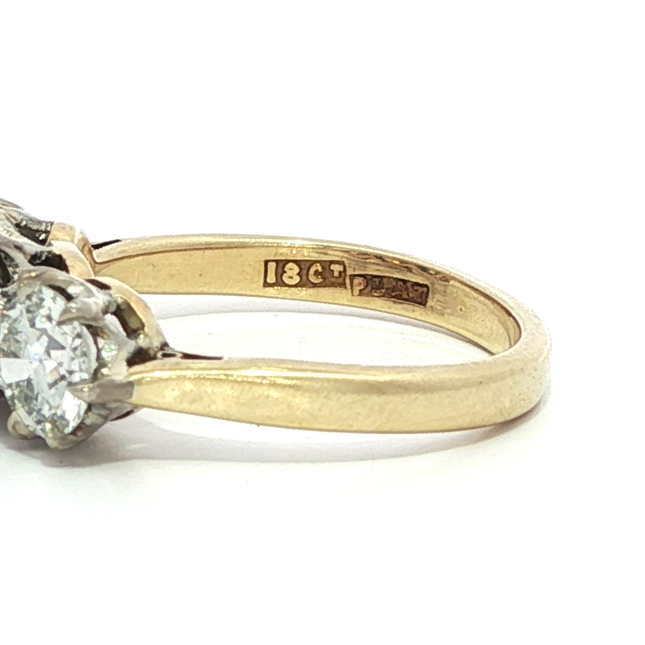 Antique Edwardian Gold Platinum GIA 2.11ct Fancy Yellow Old Diamond 3 Stone Ring For Sale 1