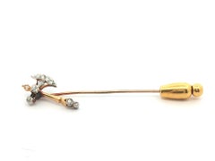 Antique Edwardian Gold & Platinum Old Mine Diamond Halberd Axe & Spike Stick Pin