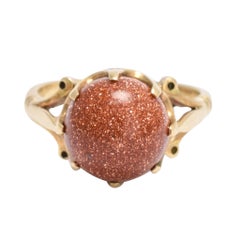 Antique Edwardian Goldstone Orb Ring