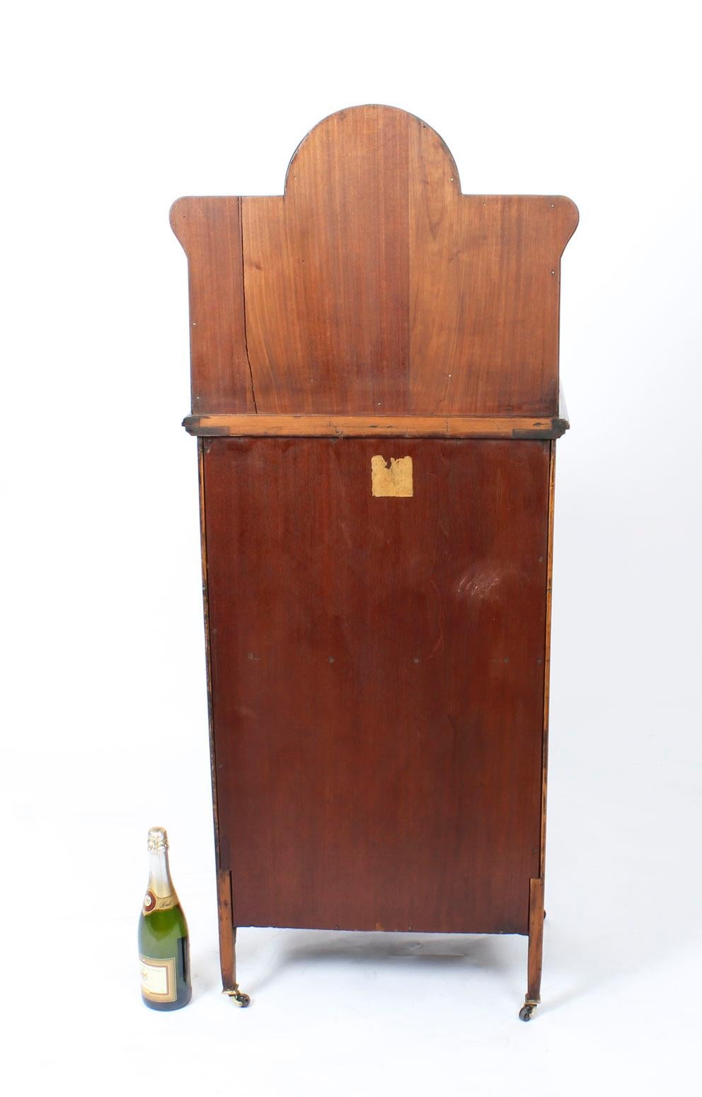 Antique Edwardian Gonçalo Alves Marquetry Inlaid Music Cabinet 19th Century For Sale 8