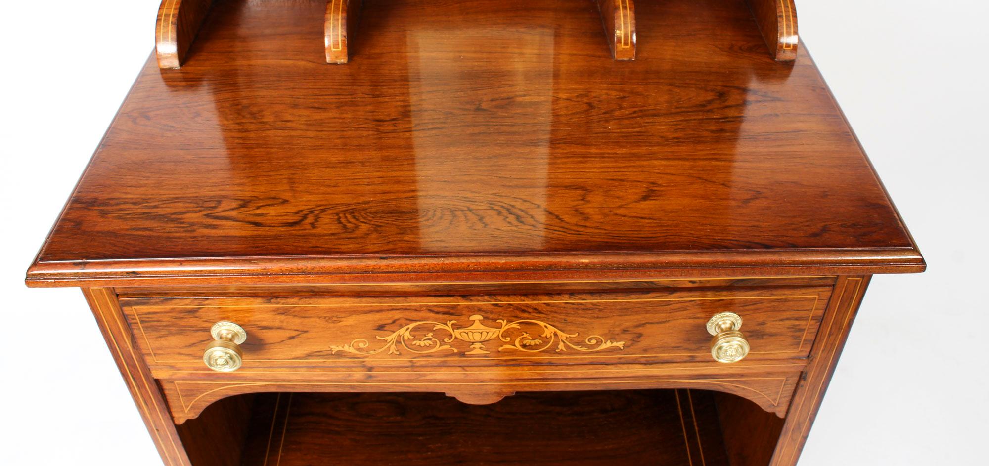 Antique Edwardian Gonçalo Alves Marquetry Inlaid Music Cabinet 19th Century In Good Condition For Sale In London, GB