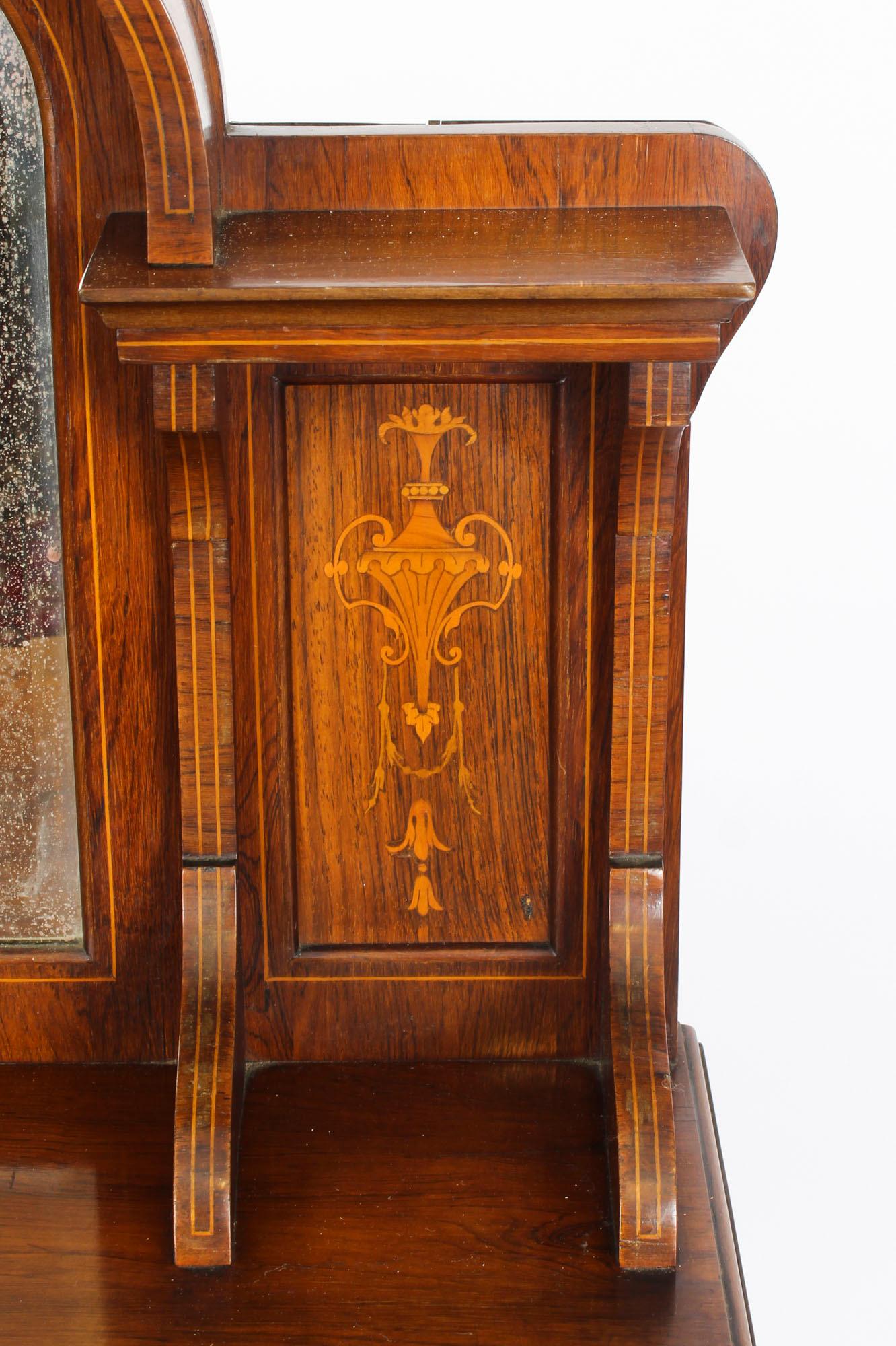 Wood Antique Edwardian Gonçalo Alves Marquetry Inlaid Music Cabinet, 19th Century