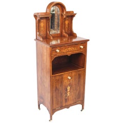 Antique Edwardian Gonçalo Alves Marquetry Inlaid Music Cabinet 19th Century