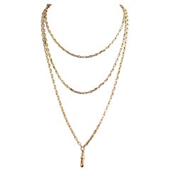 Antique Edwardian Guard Chain Necklace, Muff Chain, Gold Plated