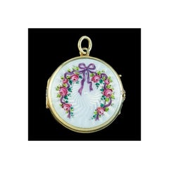 Antique Edwardian Guilloche Enamel Floral Locket, circa 1901 – 1915
