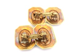 Antique Edwardian Guilloche Gold Platinum Diamond Hand Engraved Etched Cufflinks