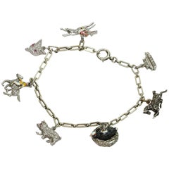 Antique Edwardian Handmade Gold Platinum Collectible Charm Bracelet