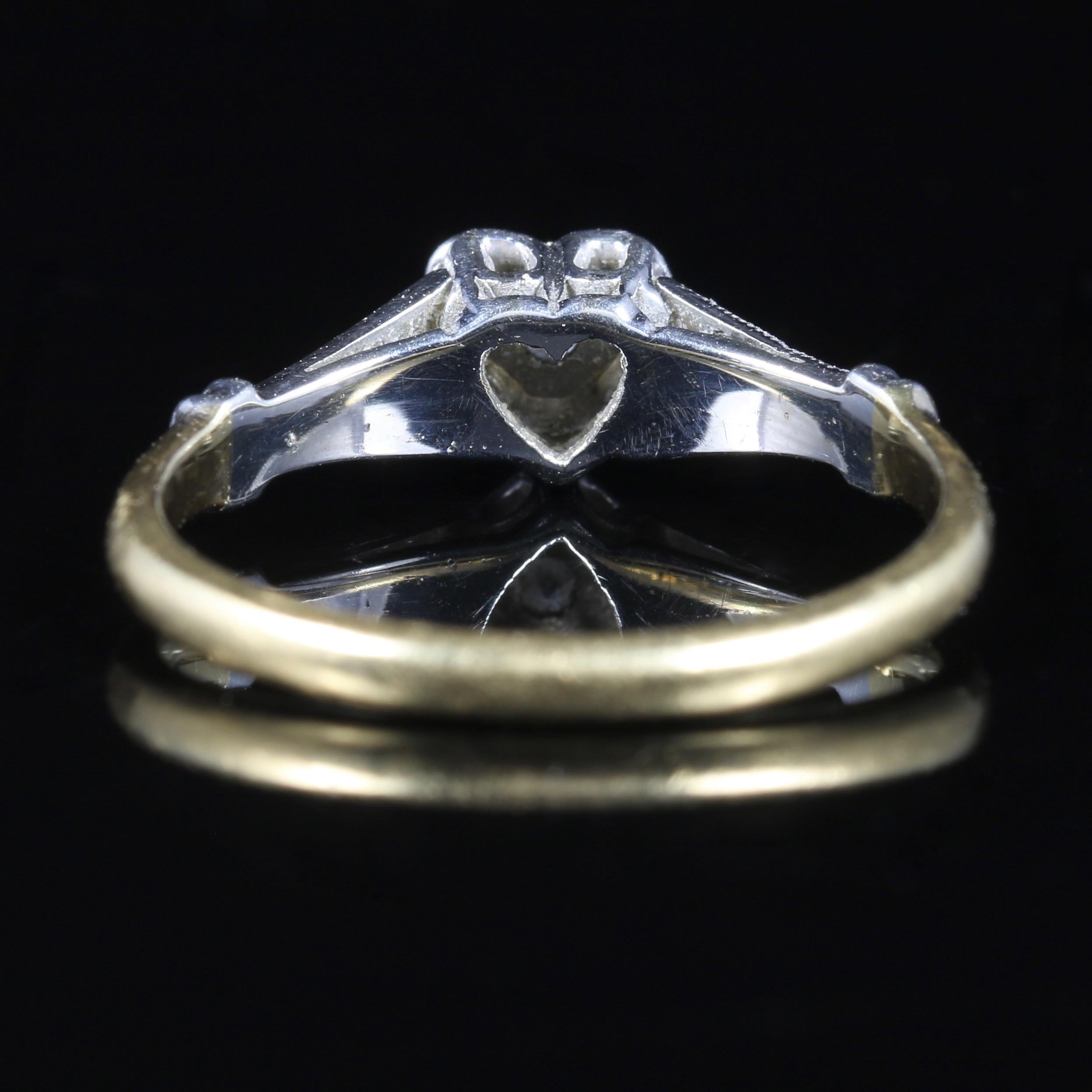 Women's Antique Edwardian Heart Diamond Engagement Ring, circa 1915
