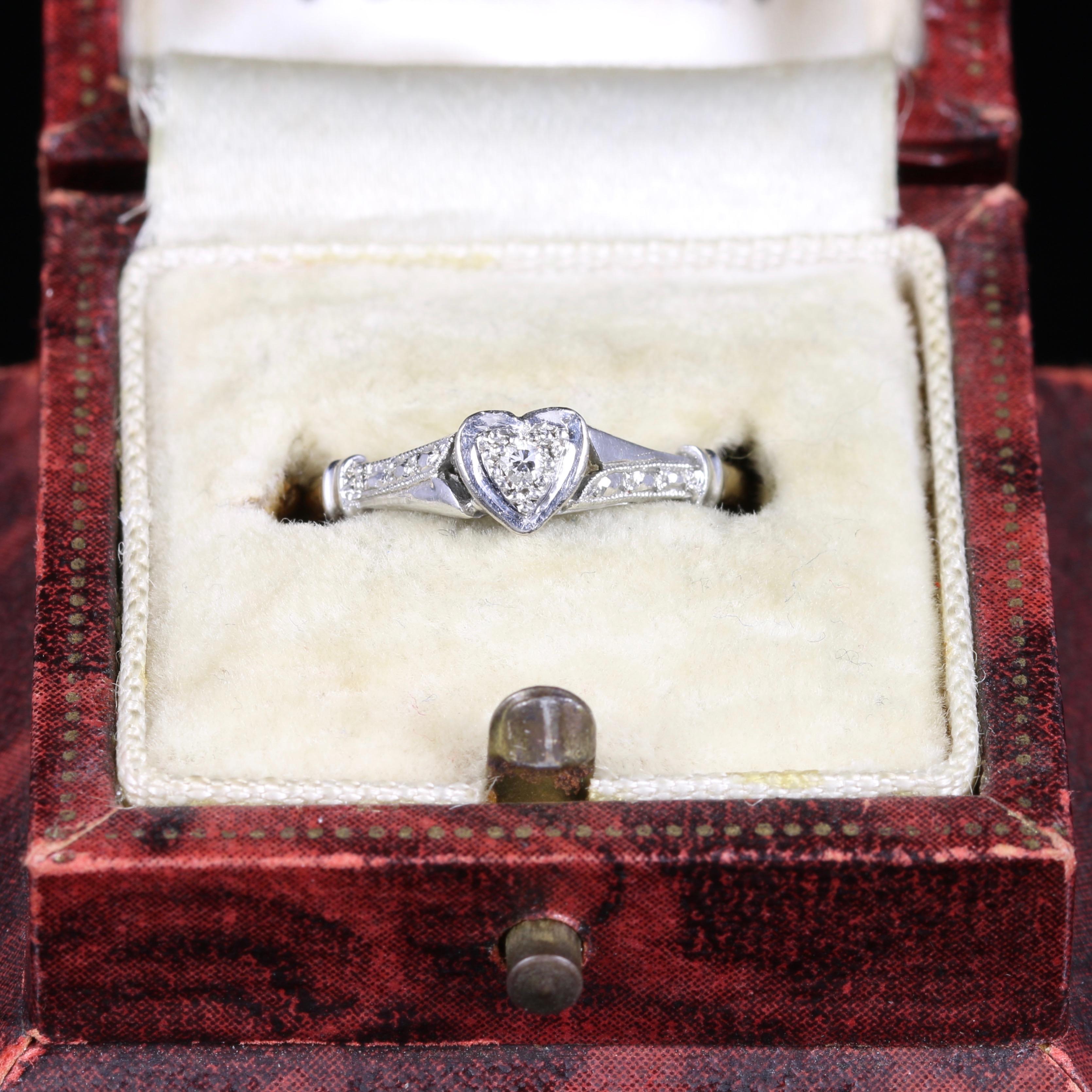 Antique Edwardian Heart Diamond Engagement Ring, circa 1915 2