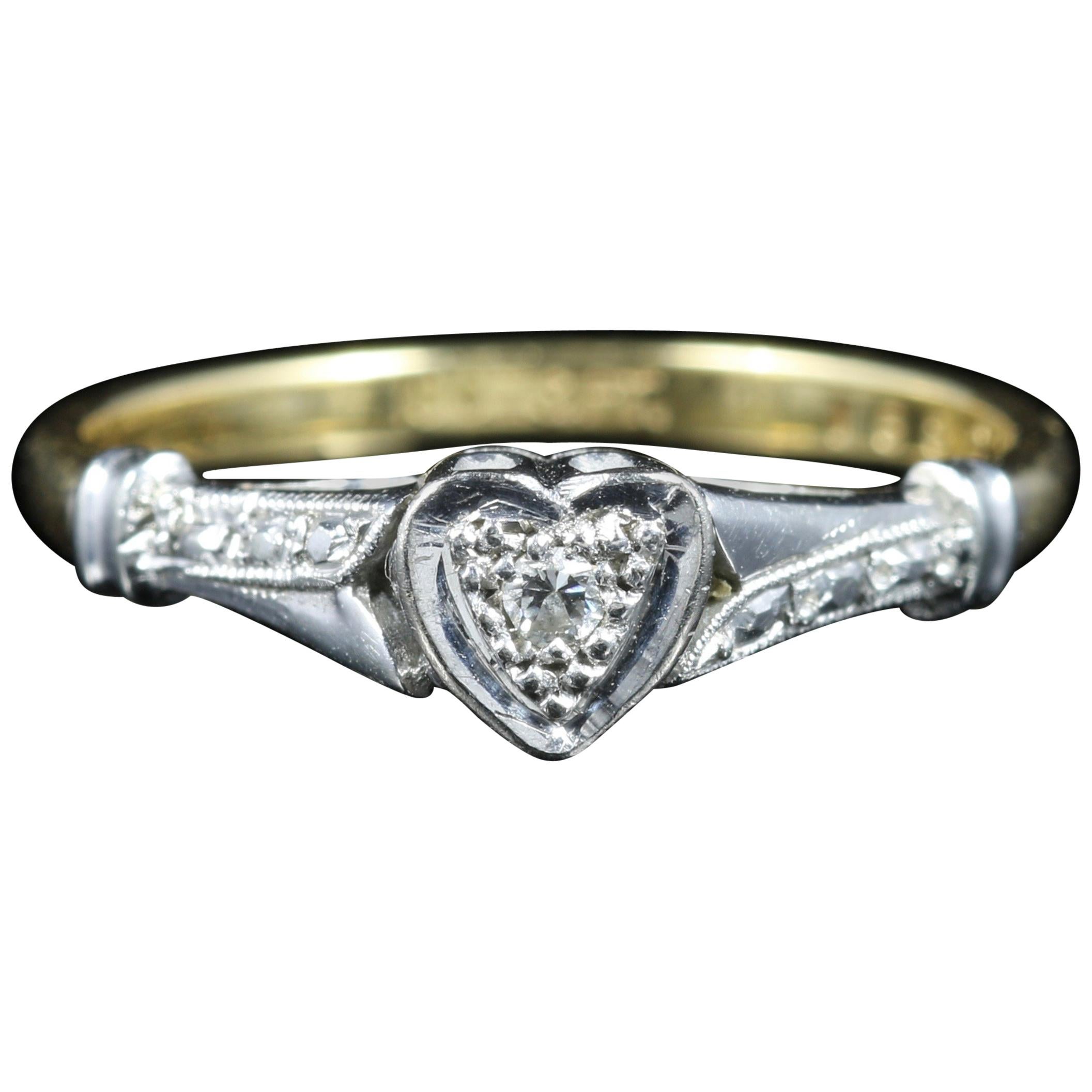 Antique Edwardian Heart Diamond Engagement Ring, circa 1915