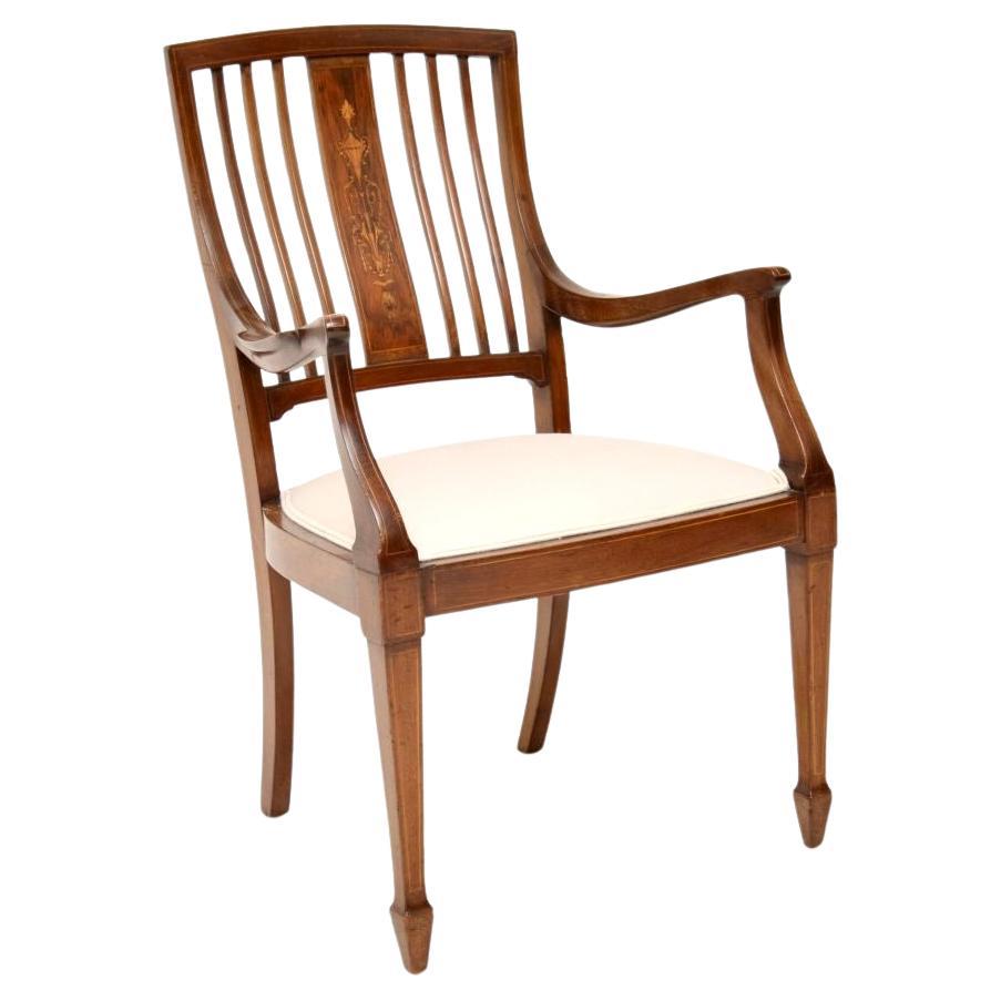 Antique Edwardian Inlaid Armchair en vente
