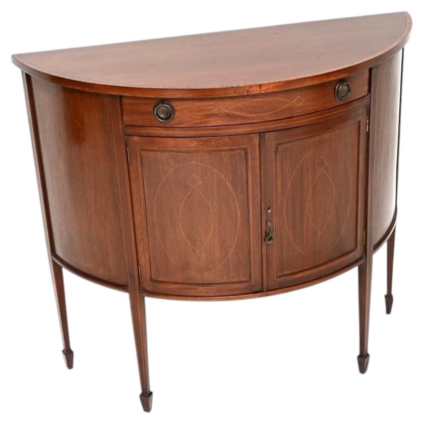 Antique Edwardian Inlaid Bow Front Cabinet For Sale
