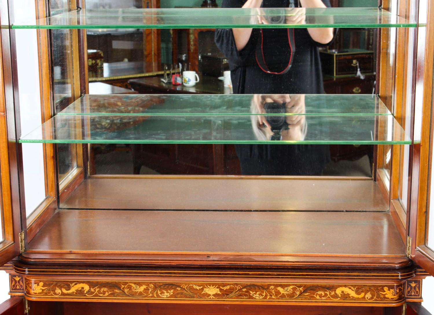 Antique Edwardian Inlaid Display Cabinet by Edwards & Roberts, 19th Century For Sale 1