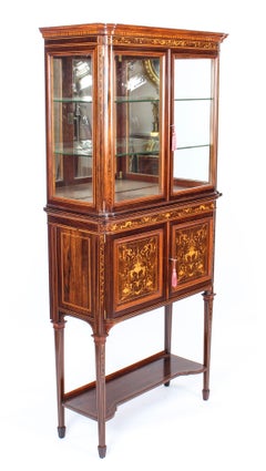 Antique Edwardian Inlaid Display Cabinet by Edwards & Roberts 19th Century