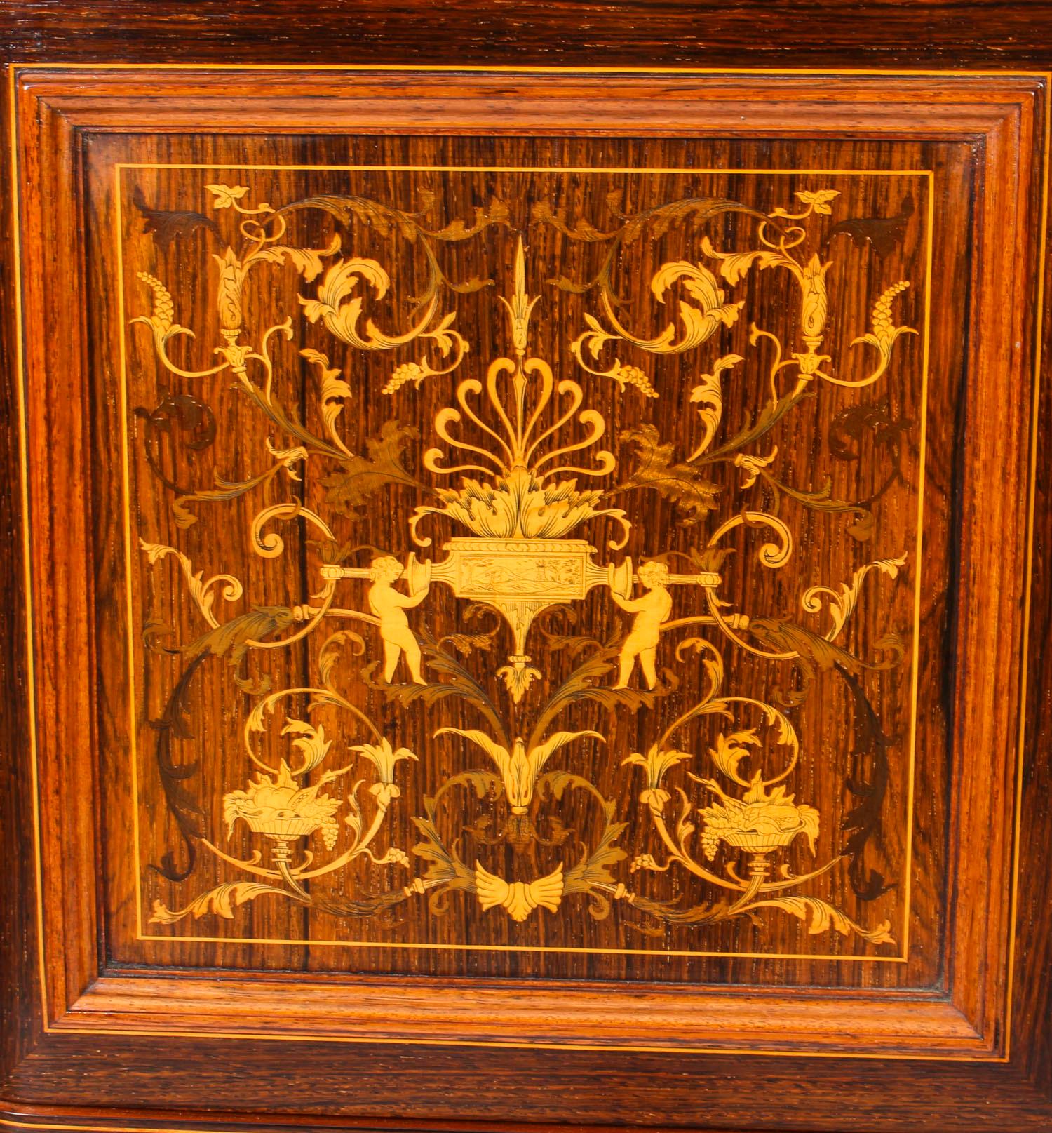 Marquetry Antique Edwardian Inlaid Display Cabinet by Edwards & Roberts, 19th Century For Sale