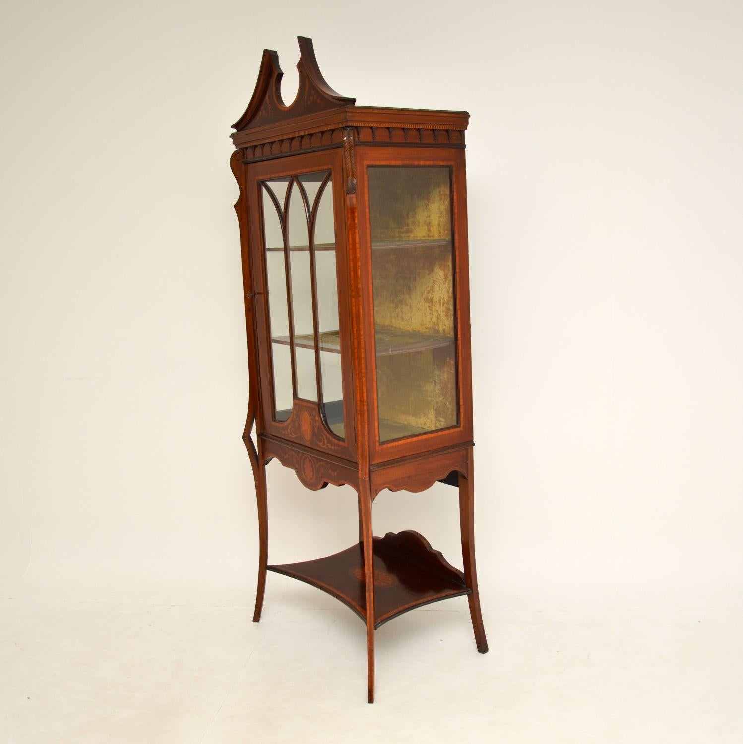 Antique Edwardian Inlaid Display Cabinet 3