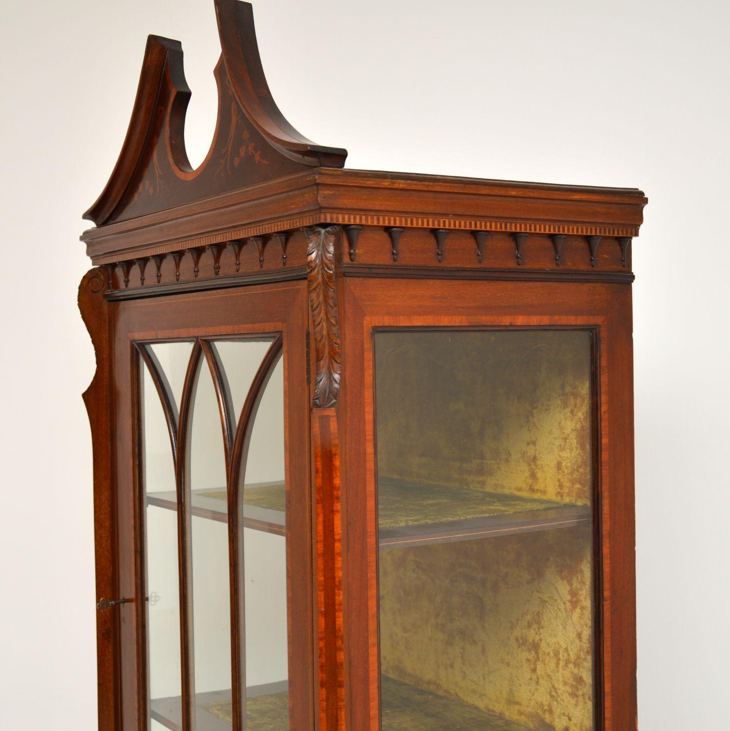 Antique Edwardian Inlaid Display Cabinet 1