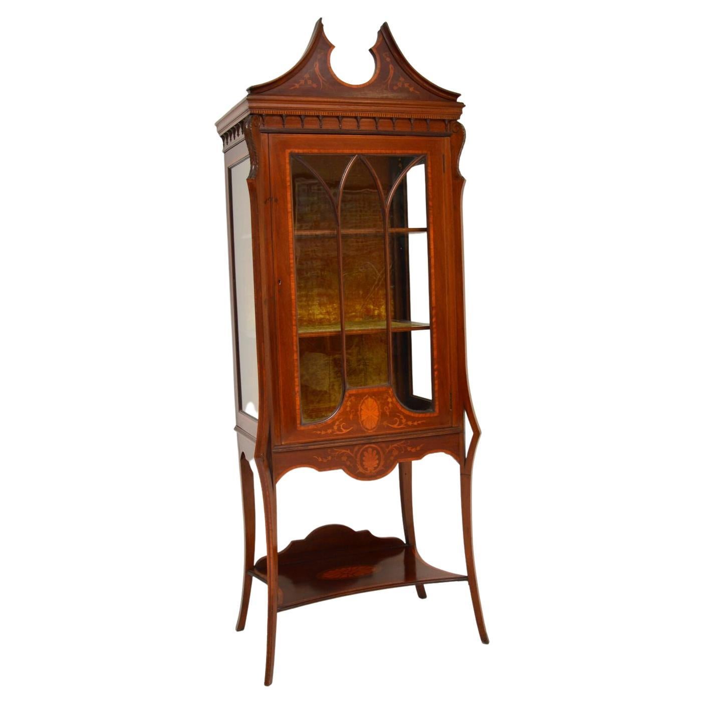 Antique Edwardian Inlaid Display Cabinet