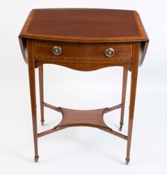 Antique Edwardian Inlaid Drop leaf Occasional Table C1900