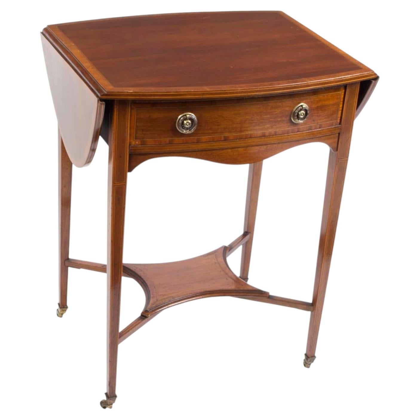 Antique Edwardian Inlaid Drop leaf Occasional Table C1900