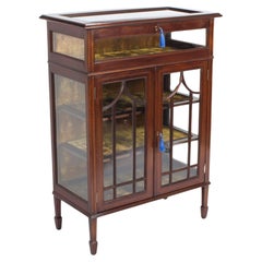 Antique Edwardian Inlaid Glass Display Cabinet Table Circa 1900