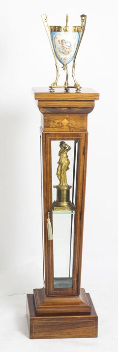 Antique Edwardian Inlaid Gonçalo Alves Display Pedestal Stand, 19th Century