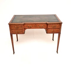 Antique Edwardian Inlaid Leather Top Desk