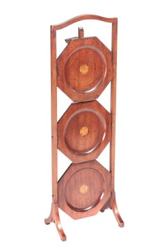 Antique Edwardian Inlaid Mahogany 3-Tier Cake Stand