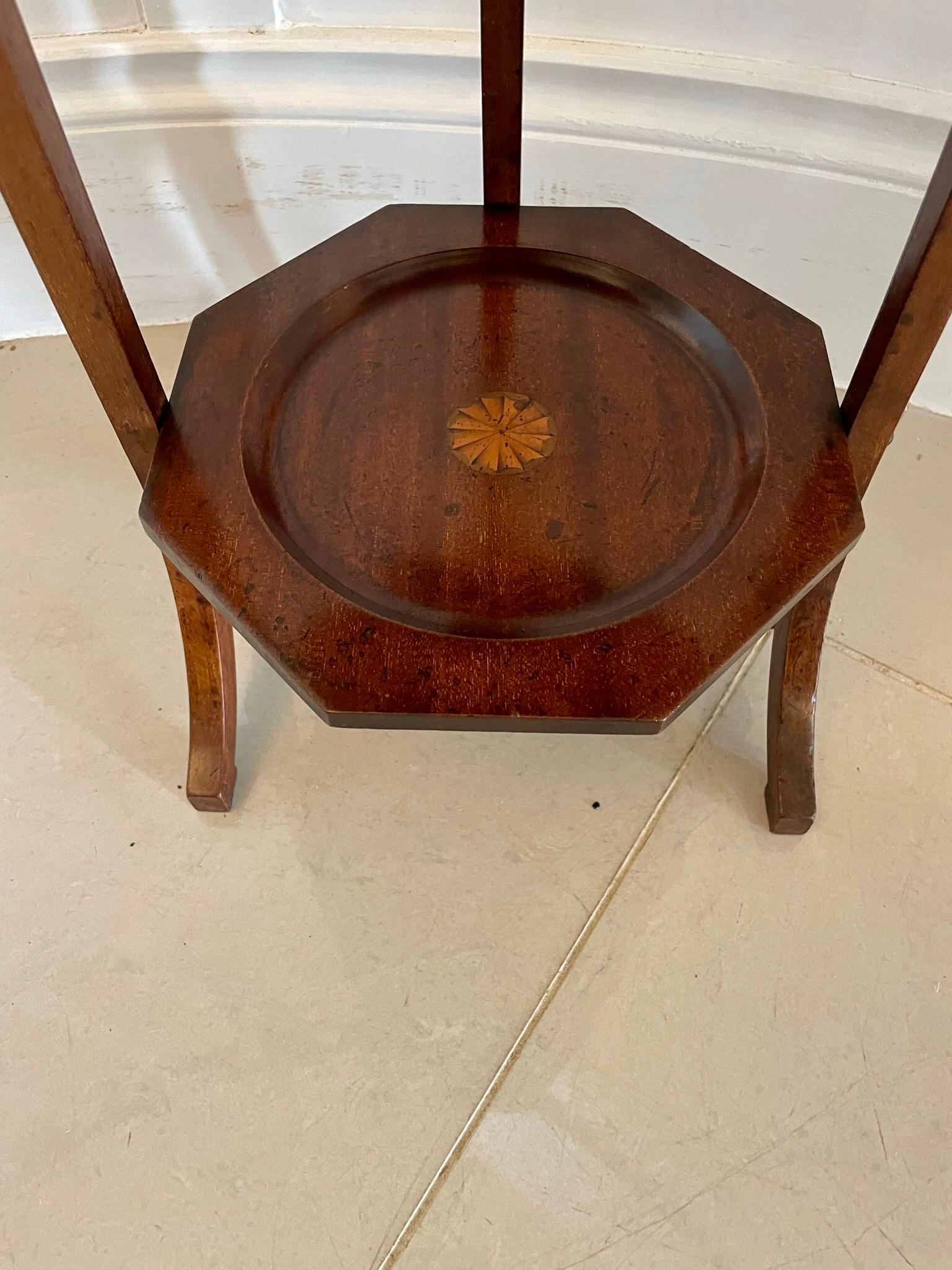 20th Century Antique Edwardian Inlaid Mahogany 3 Tier Cake Stand For Sale