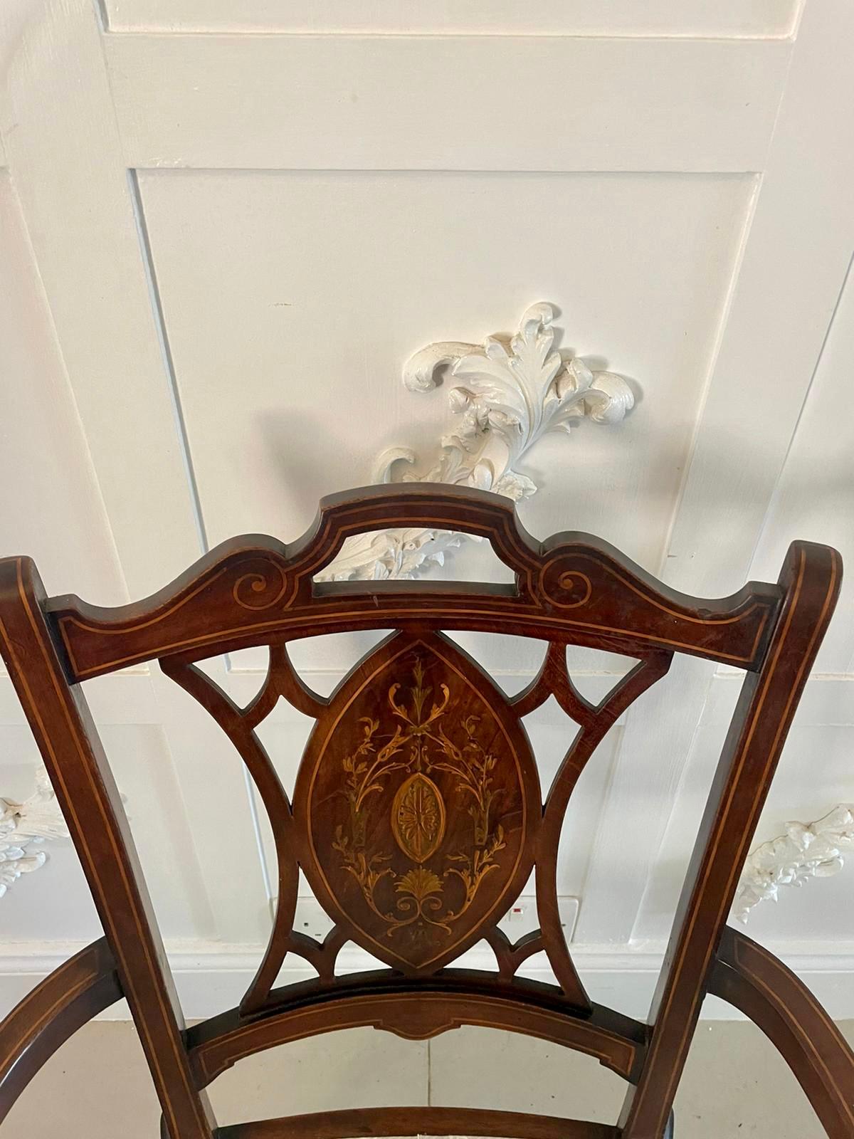 Antiker edwardianischer Mahagoni-Sessel mit Intarsien im Angebot 6