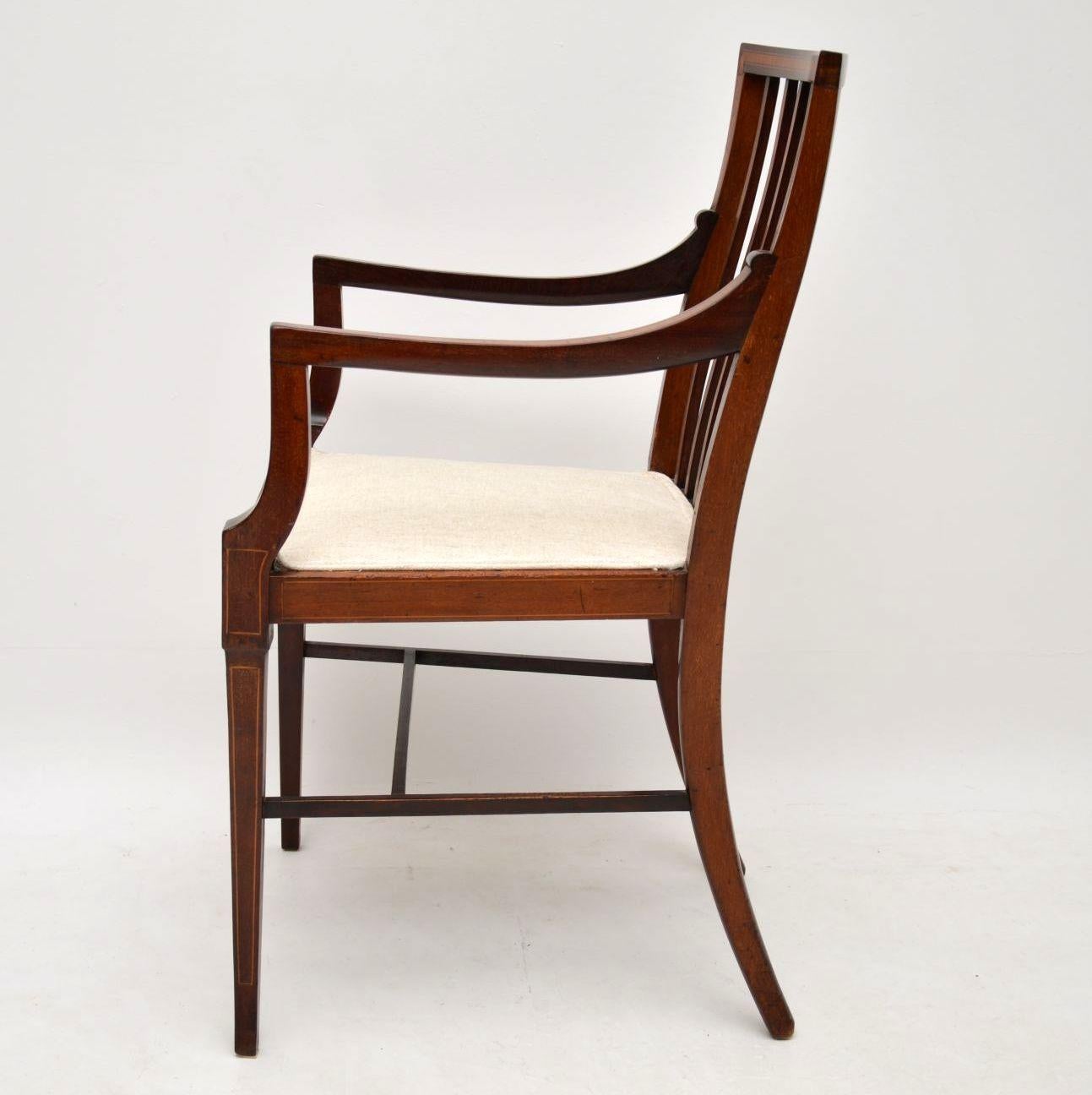 Antique Edwardian Inlaid Mahogany Armchair In Good Condition In London, GB