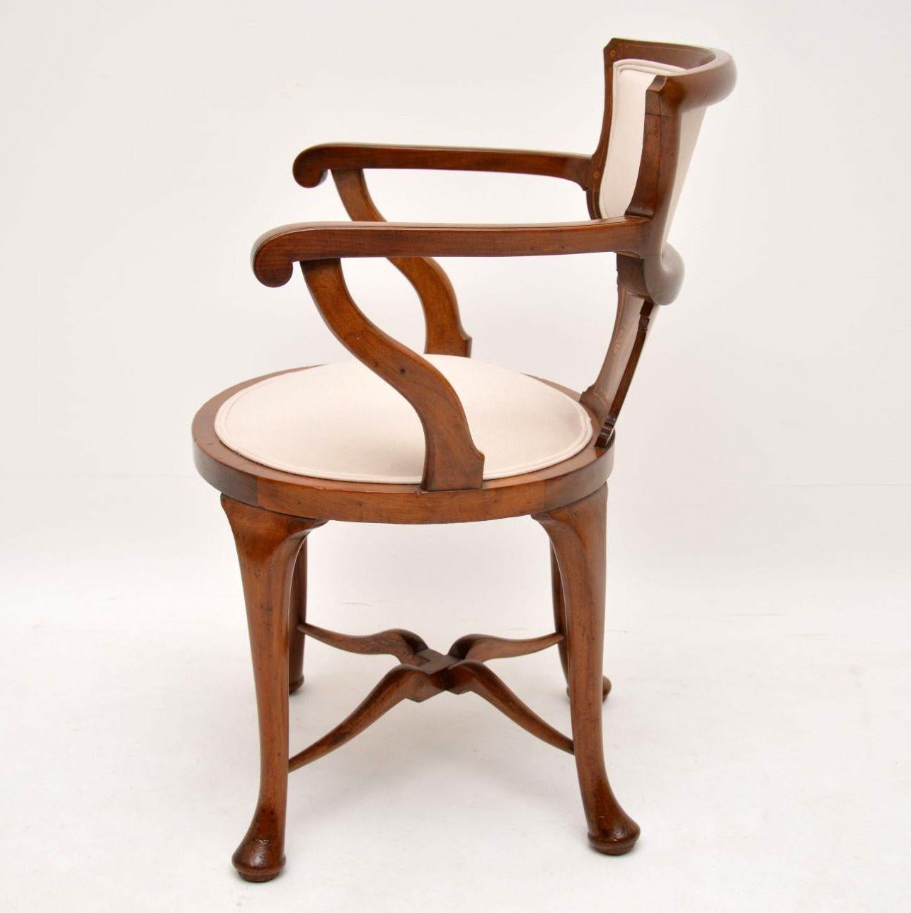 Antique Edwardian Inlaid Mahogany Armchair 2