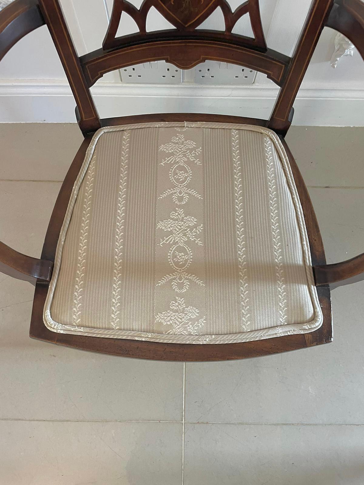 Antique Edwardian Inlaid Mahogany Armchair For Sale 1