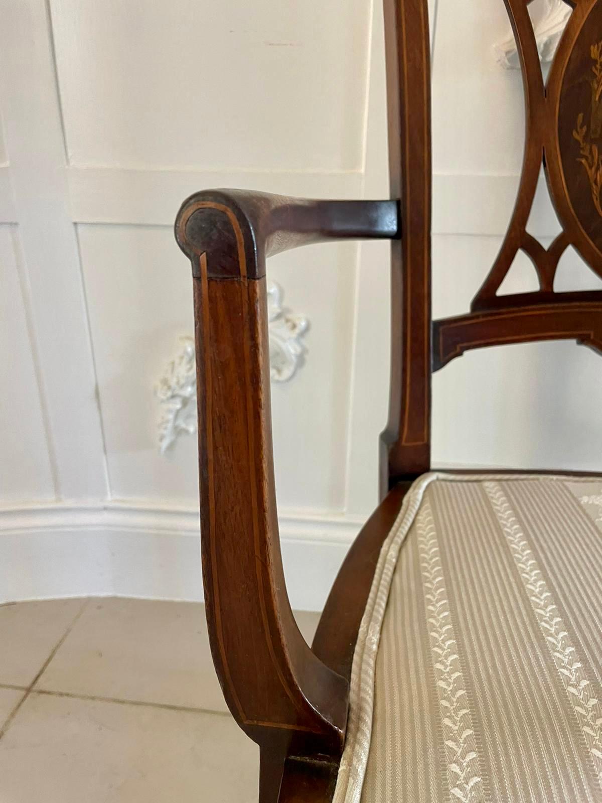 Antique Edwardian Inlaid Mahogany Armchair For Sale 2