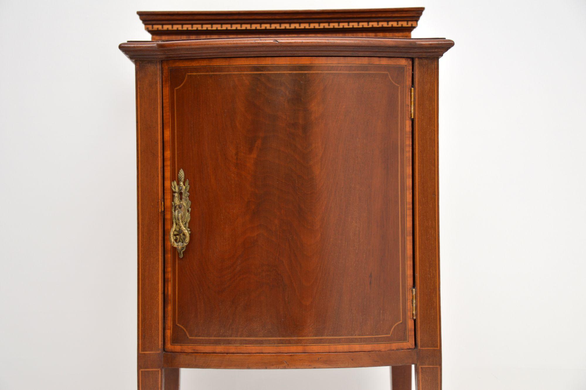 Sheraton Antique Edwardian Inlaid Mahogany Bedside Cabinet