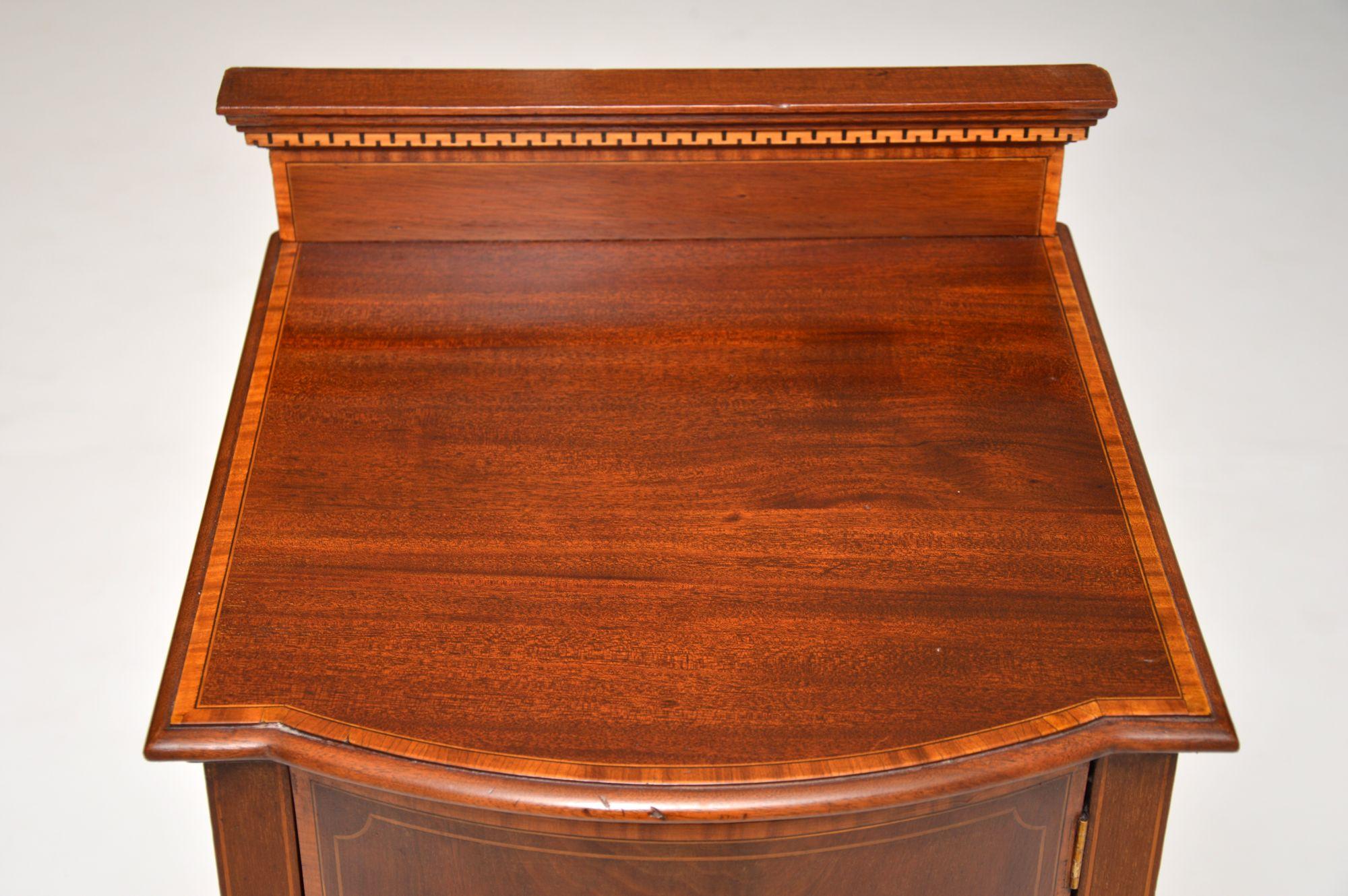 Antique Edwardian Inlaid Mahogany Bedside Cabinet 2