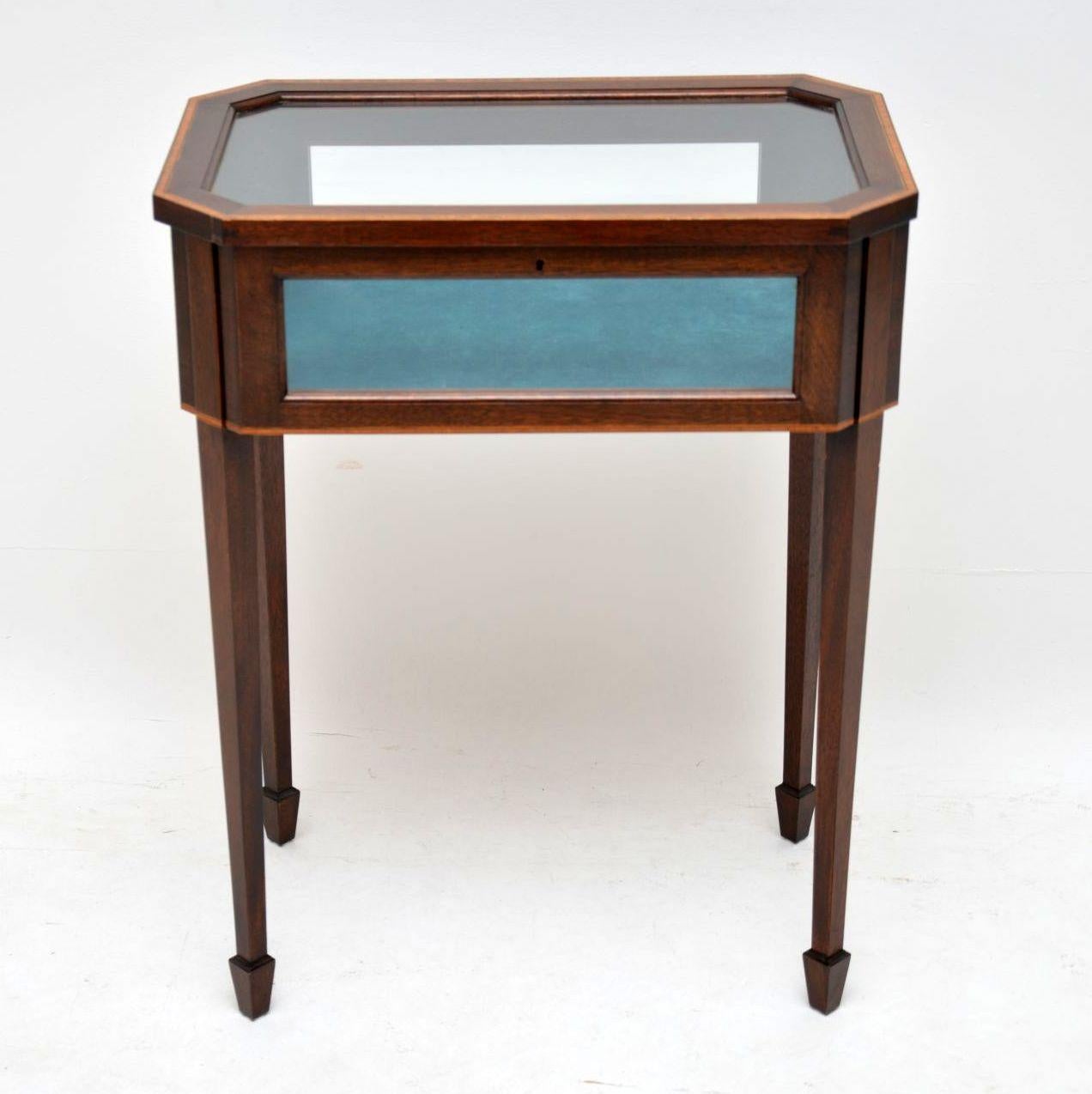 English Antique Edwardian Inlaid Mahogany Bijouterie Display Table