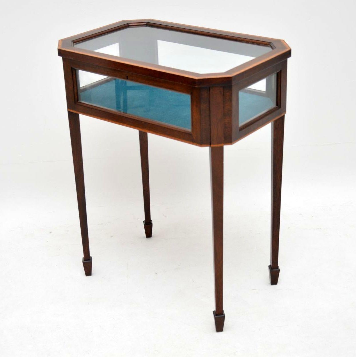 Early 20th Century Antique Edwardian Inlaid Mahogany Bijouterie Display Table