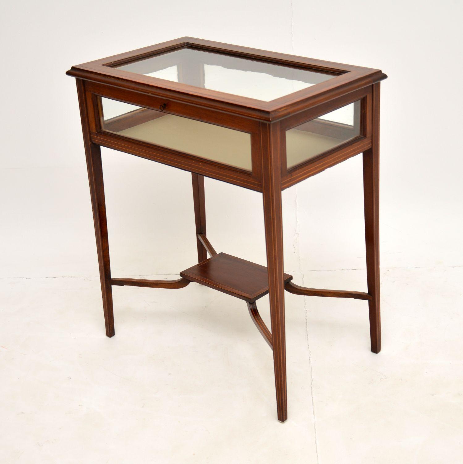 Early 20th Century Antique Edwardian Inlaid Mahogany Bijouterie Display Table