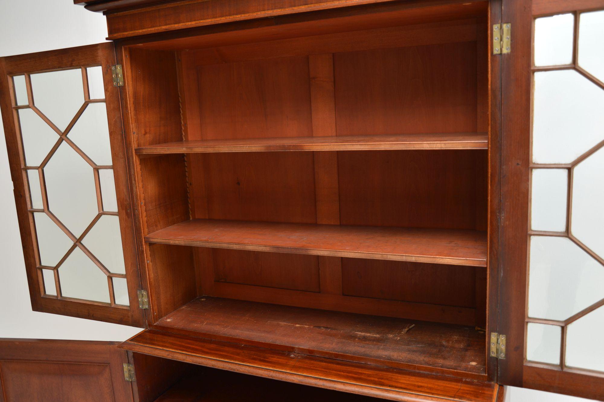 Antique Edwardian Inlaid Mahogany Bookcase 1