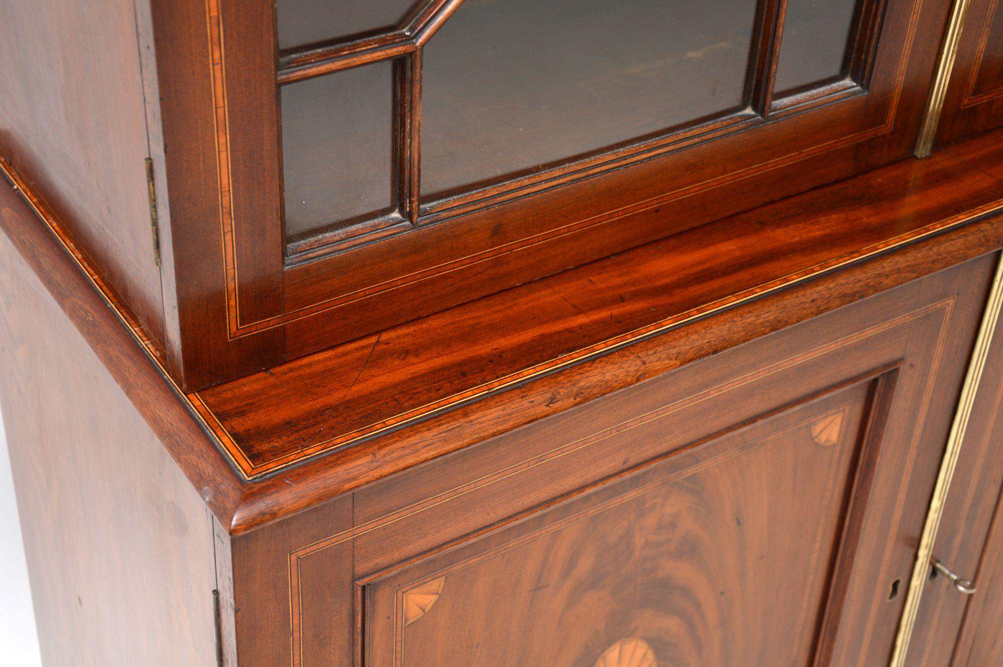 Antique Edwardian Inlaid Mahogany Bookcase 2