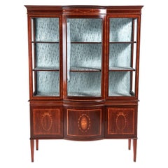 Antique Edwardian Inlaid Mahogany Bow Front Display Cabinet