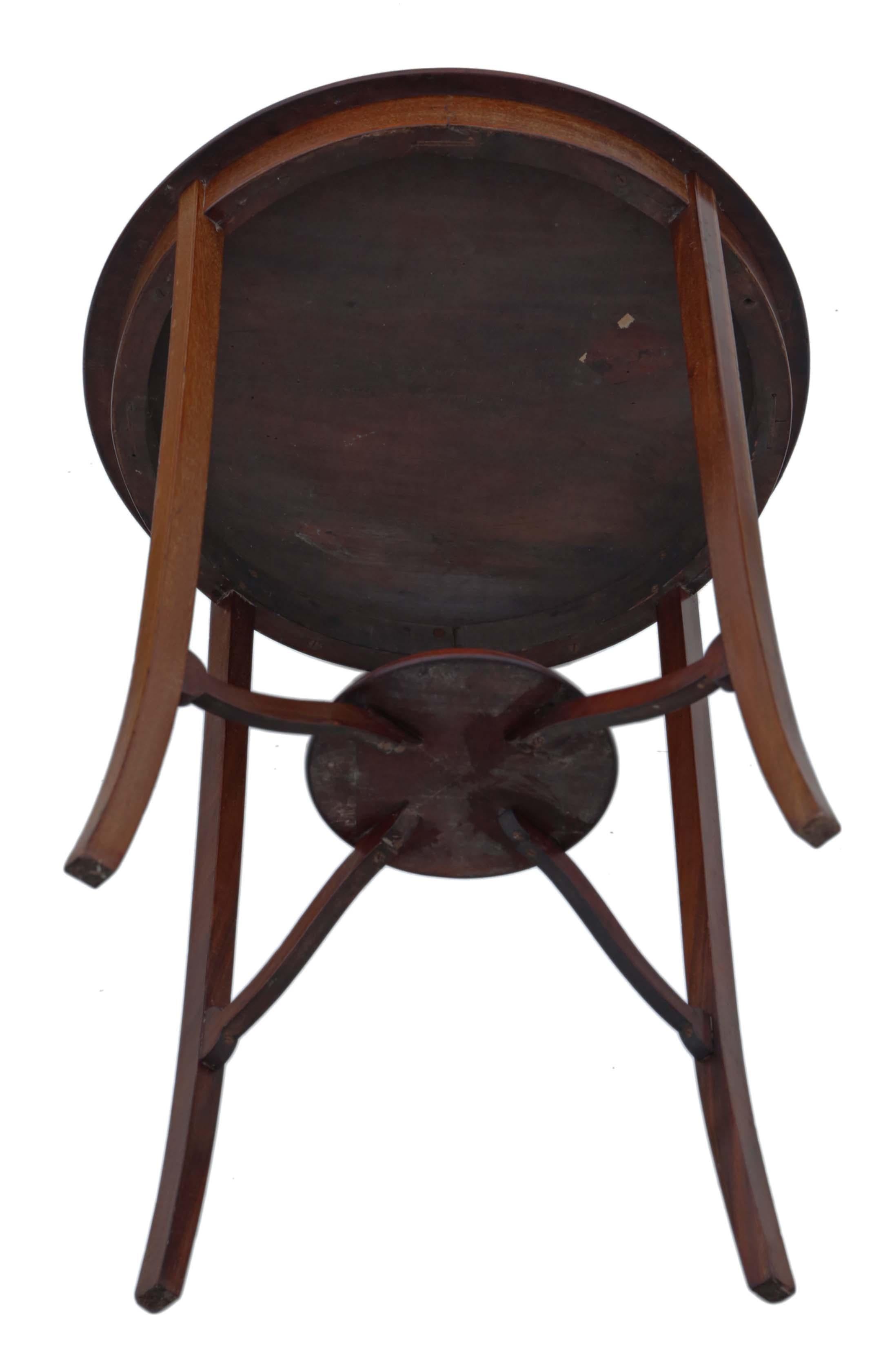 Début du 20ème siècle Ancienne table circulaire édouardienne en acajou marqueté, fenêtre d'appoint ou de centre de table en vente