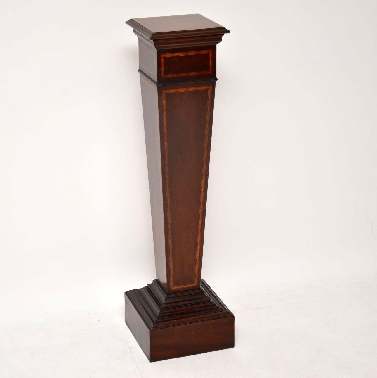 Antique Edwardian Inlaid Mahogany Column 4