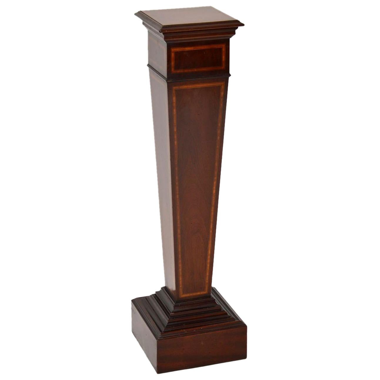 Antique Edwardian Inlaid Mahogany Column