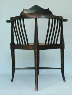 Antique Edwardian Inlaid Mahogany Corner Chair Early 20th Century