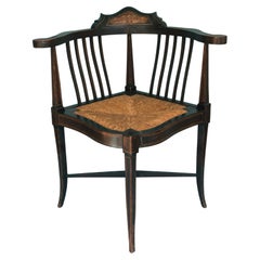Antique Edwardian Inlaid Mahogany Corner Chair Early 20th Century