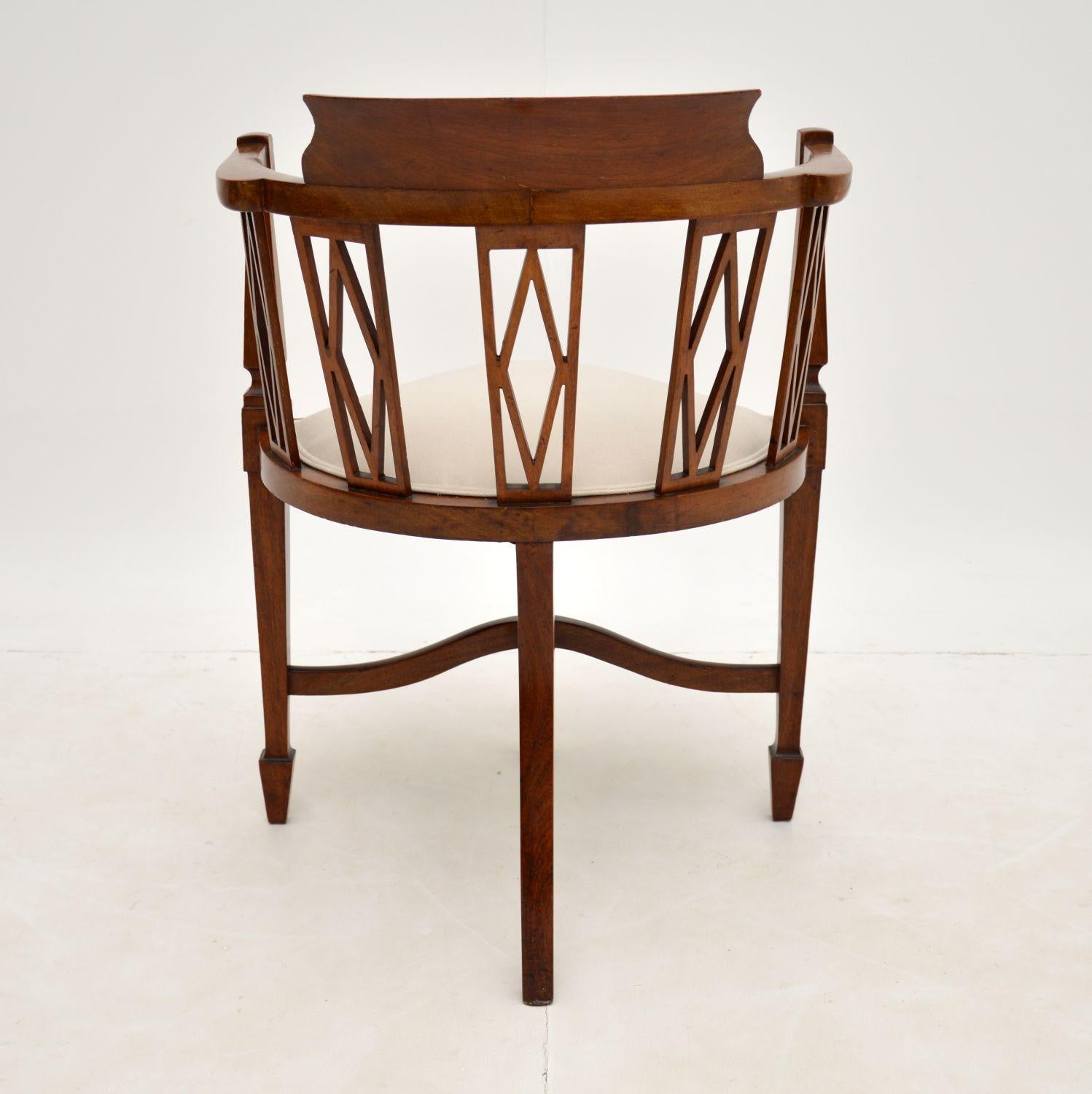 Antique Edwardian Inlaid Mahogany Corner Chair 4