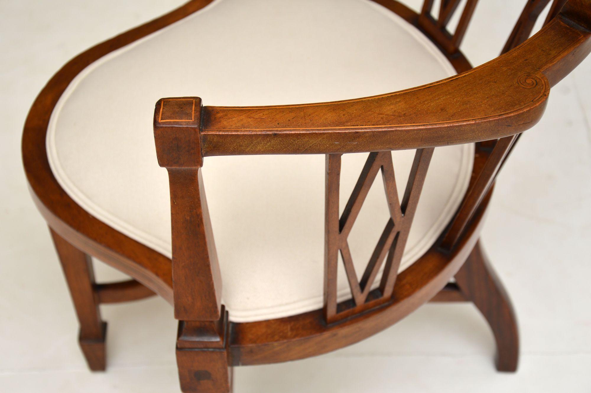 19th Century Antique Edwardian Inlaid Mahogany Corner Chair